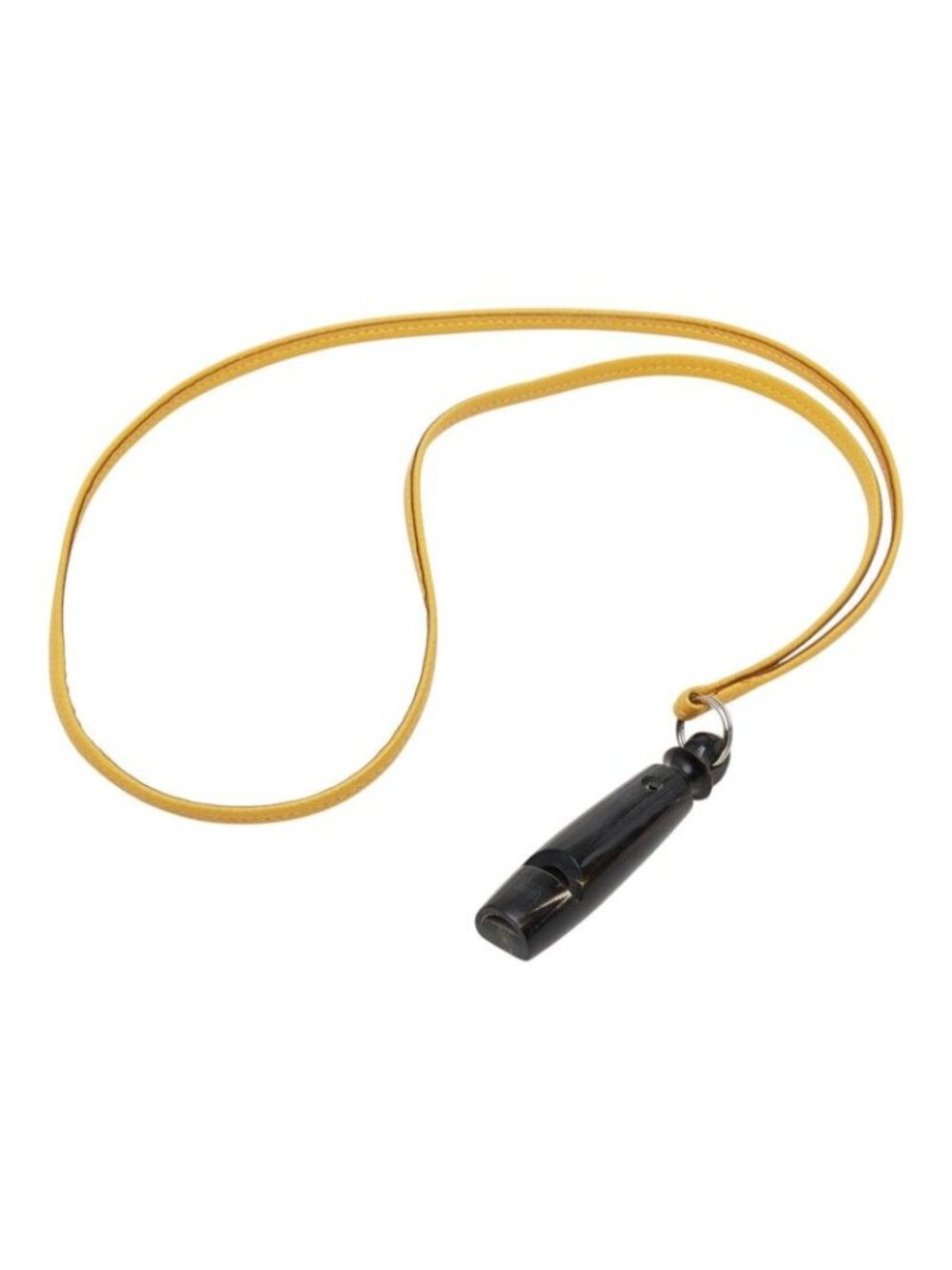 Hermes Chiffre Whistle Dog Pendant Yellow Brown Leather Buffalo Horn